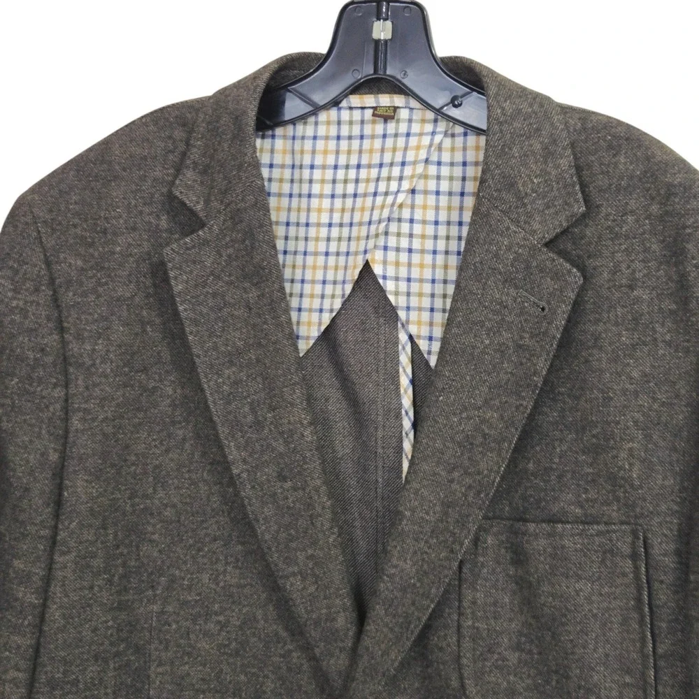 Kroon Harrison Sport Coat Mens 46L Brown marled Cotton Wool Linen Blend Blazer